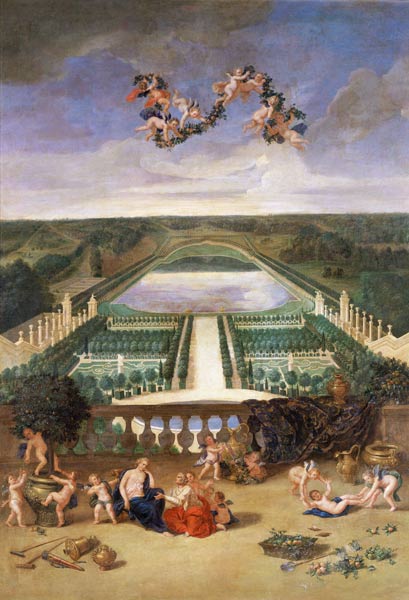 View of the Orangerie at Versailles, from the Piece d'Eau des Suisses and the King's Vegetable Garde from Jean the Younger Cotelle