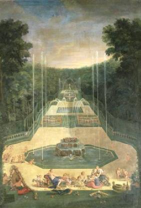 The Groves of Versailles. View of the Three Fountains with Venus and Cherubs Practising with Bows an