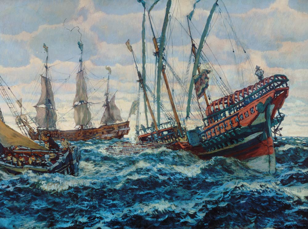 Schiffe des Zaren Peters des Grossen from Jevgeny Jevgenewitsch Lansere