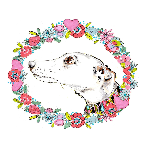 Silvertips Greyhound With Floral Border from Jo Chambers