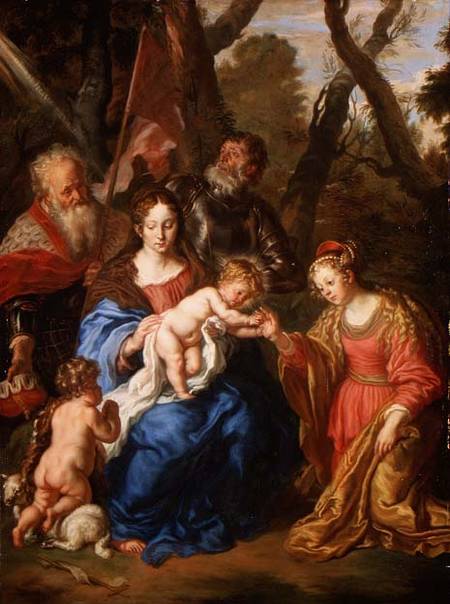 The Mystic Marriage of St. Catherine, with St. Leopold and St. William from Joachim von Sandrart