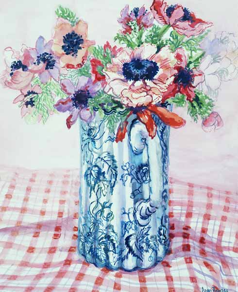 Anemones in a Victorian Flowered Jug (w/c)  from Joan  Thewsey