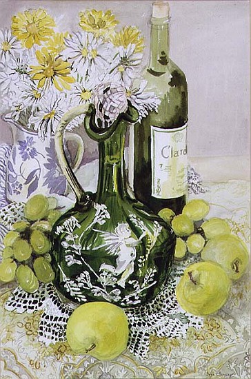 Carafe with Apples, Grapes and Lace (w/c)  from Joan  Thewsey