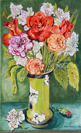 Carnations and Alstroemeria in an Art Nouveau Vase