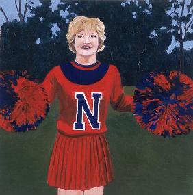 ''N'' Cheerleader, 2000 (oil on panel) 