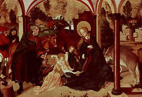 Geburt Christi. Tafel der Feiertagsseite des Aggsbacher Altars from Jörg Breu