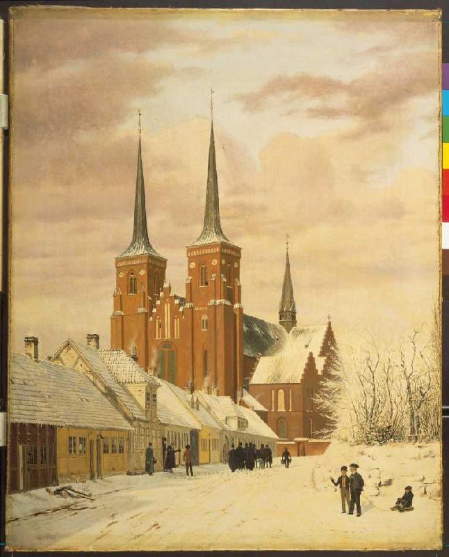 Winterszene in Roskilde mit dem Dom. from Jörgen Pedersen Roed