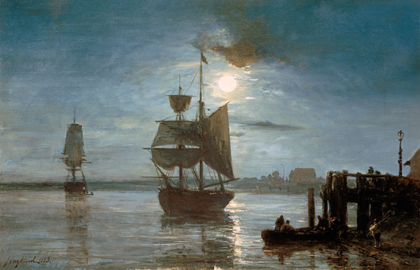 Segelschiff bei Vollmond. from Johan Barthold Jongkind