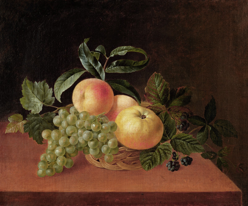 Basket with Apples, Peach and Grapes from Johan Laurentz Jensen