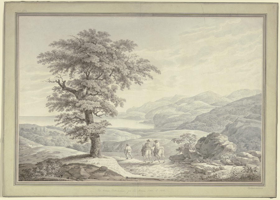 Landschaft an der Riviera di Levante mit dem Künstler und seinen Reisegefährten from Johann Adam Ackermann