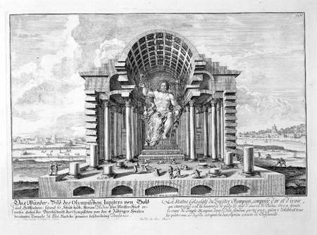 The Statue of Olympian Zeus by Phidias, plate 5 from 'Entwurf einer historischen Architektur' from Johann Bernhard Fischer von Erlach