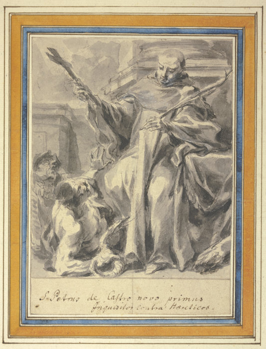 Petrus von Chateauneuf mit Kreuz und Märtyrerpalme und zwei das Ketzertum versinnbildlichende Figure from Johann Christoph Liška