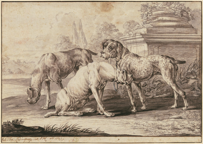 Drei Jagdhunde from Johann Elias Ridinger