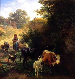 Hirtin mit Herde an der Tränke from Johann Friedrich Voltz