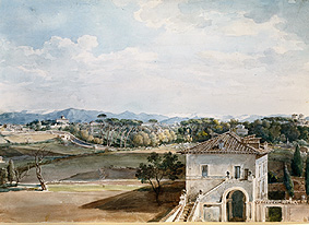 Aussicht von der Villa Poniatowski gegen die Villa Borghese und die Sabiner Berg from Johann Georg von Dillis