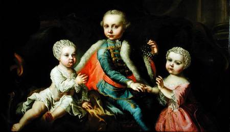 Three Children Seated on a Sofa, said to be members of the Esterhazy Family from Johann Georg Weikert