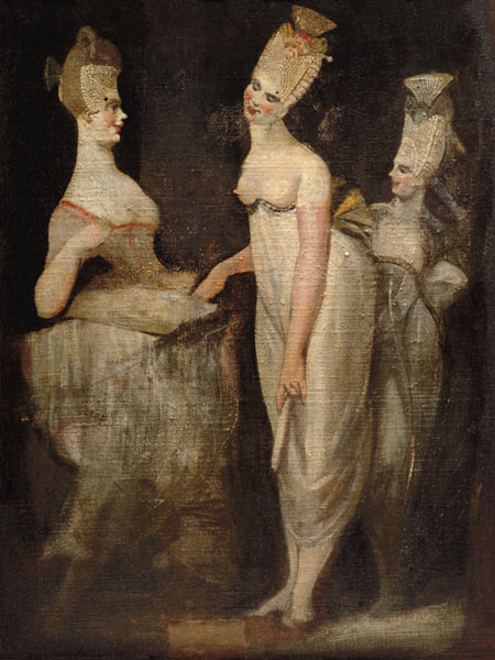 Drei Kurtisanen (Rückseite des Werkes Ruhender Frauenakt und Klavierspielerin) from Johann Heinrich Füssli