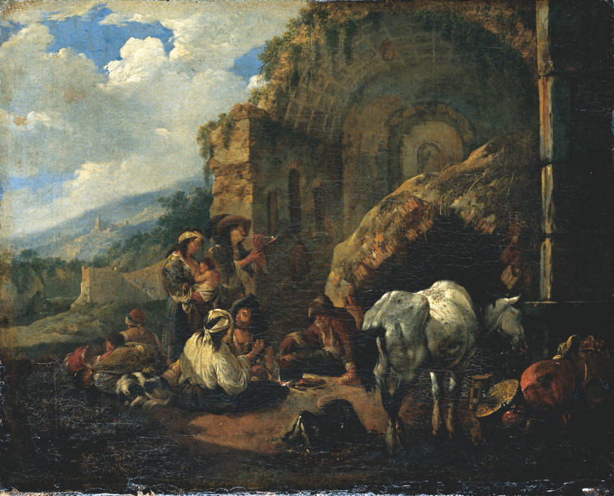 Lagernde vor einer römischen Ruine from Johann Heinrich Roos