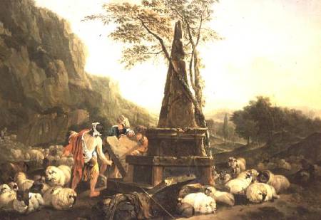 The Meeting of Jacob and Rachel at the Well from Johann Heinrich Roos