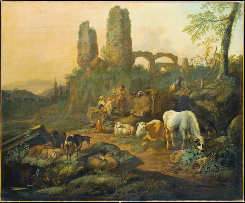 Ruhende Hirtenfamilie bei einer Ruine from Johann Heinrich Roos