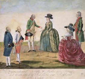 Meeting between Joseph II of Germany (1741-90) and Empress Catherine the Great (1729-96) at Koidak,