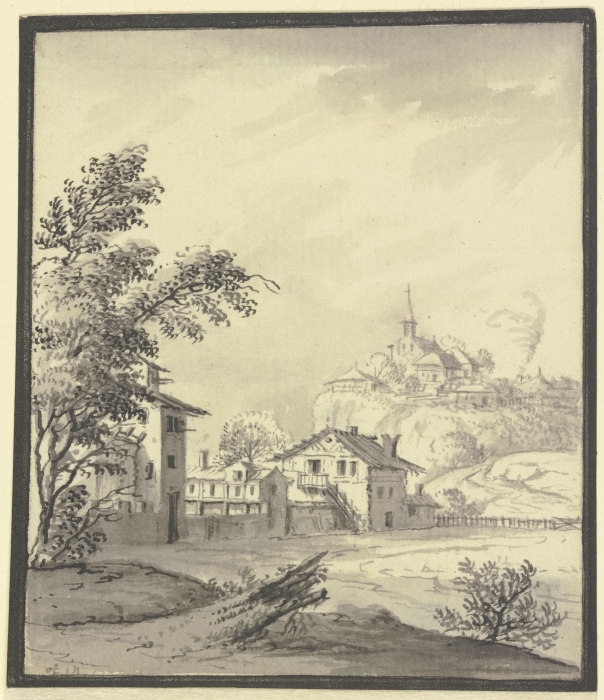 Häuser an einer Wiese from Johann Ludwig Aberli
