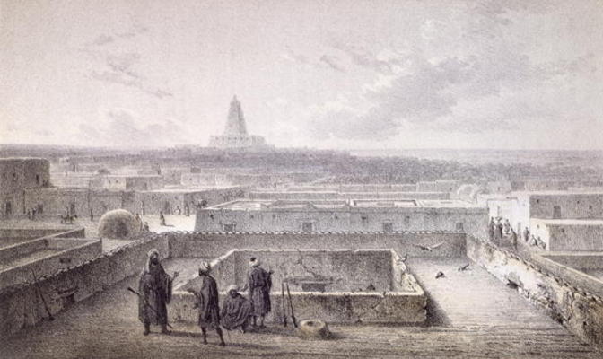 The North Side of Timbuktoo, from 'Les Voyages en Afrique' by Heinrich Barth published in 1857, (col from Johann Martin Bernatz