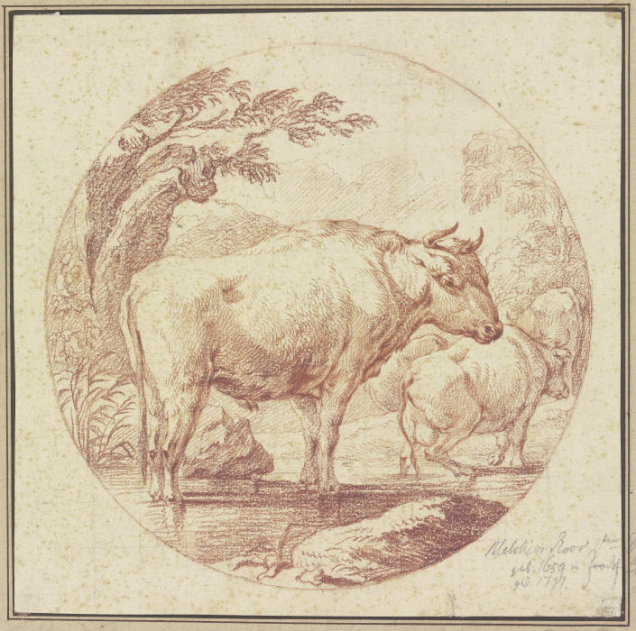 Rinder an der Tränke from Johann Melchior Roos