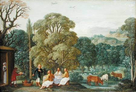 Abraham entertaining the Three Angels from Johann or Hans Konig