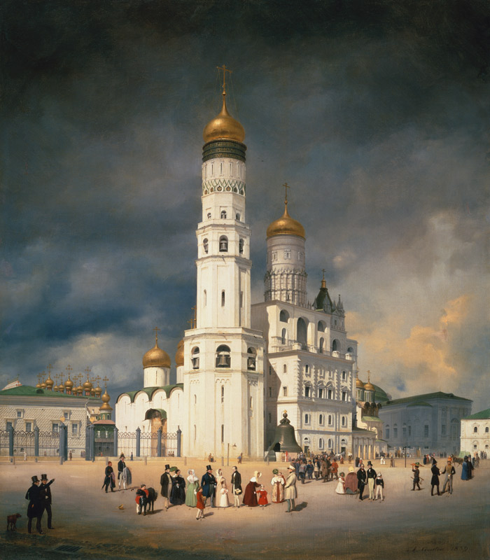 Die Familie Olsufjeff auf dem Ivanovskaja-Platz im Kreml (Moskau) from Johann Philipp Eduard Gaertner