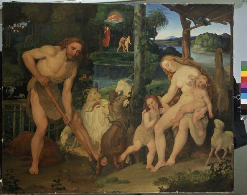 Adam und Eva nach der Vertreibung aus dem Paradies. from Johann Ramboux