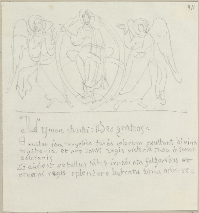 Christus in einer Mandorla, von zwei Engeln flankiert, aus einer Pergamentrolle, welche sich in der  from Johann Ramboux