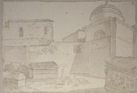 Dantes Grabmal und weitere Sarkophage auf dem Friedhof der San Francesco in Ravenna