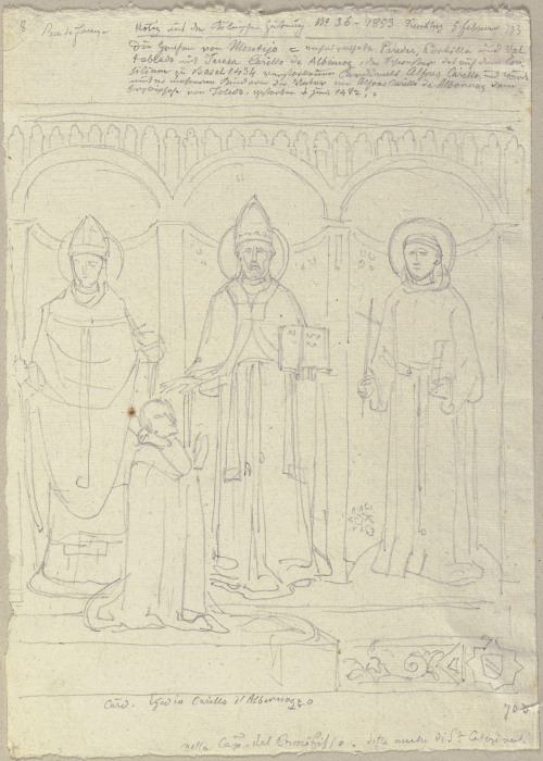 Der Stifter Kardinal Albernoz mit drei Heiligen in der Kapella der heiligen Katharina in S. Francesc from Johann Ramboux