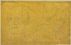 Die Köpfe der Heiligen Petrus und Franz von Assisi, Details aus dem unteren Register des Freskos von