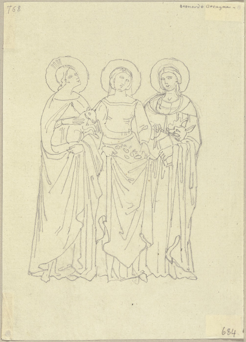 Drei Jungfrauen aus dem Paradiso des Nardo di Cione in der Strozzi-Kapelle in Santa Maria Novella in from Johann Ramboux
