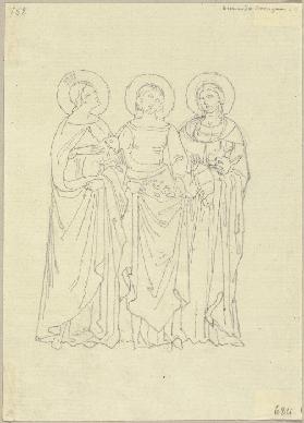 Drei Jungfrauen aus dem Paradiso des Nardo di Cione in der Strozzi-Kapelle in Santa Maria Novella in