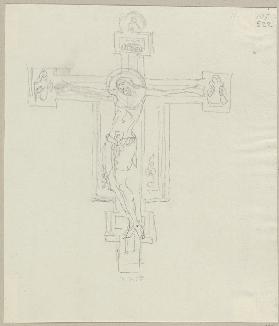 Kruzifix auf Holz im Sprachzimmer der Nonnen von San Gimignano, halb lebensgroß