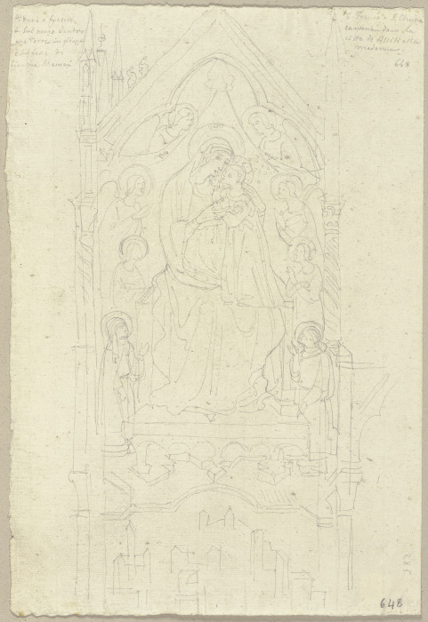 Madonna mit Klara und Franz von Assisi an einem alten Turm auf dem Platz, wo jetzt die Kirche della  from Johann Ramboux
