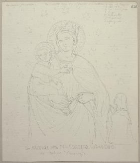 Maria mit dem Jesuskind und einer weiblichen Stifterfigur, irrtümlicherweise ausgewiesen als Stefano