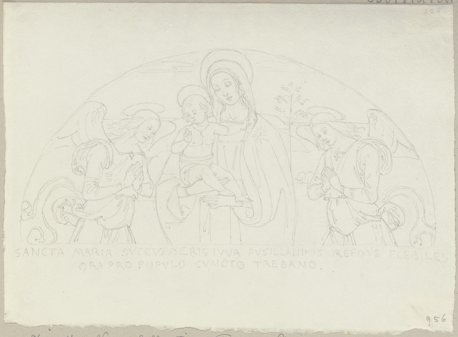 Maria mit Kind und zwei Engeln, in der Lünette über dem Eingangsportal von San Martino zu Trevi from Johann Ramboux