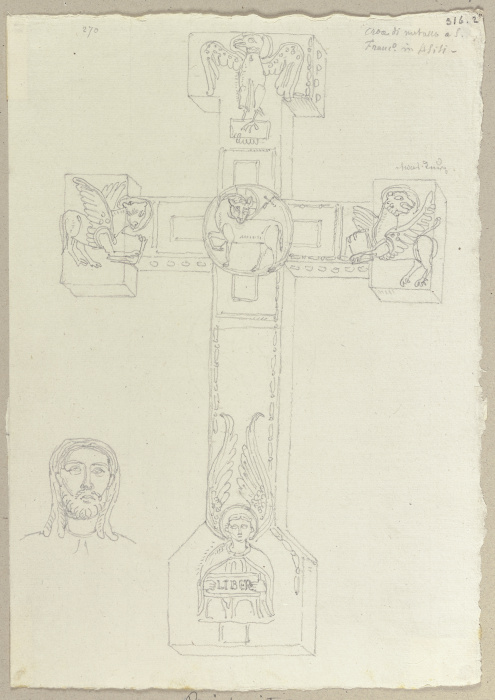 Rückseite eines Kruzifixes und eine Kopfstudie from Johann Ramboux