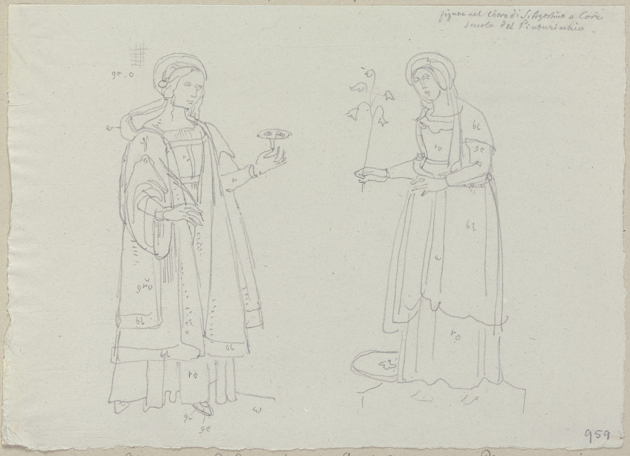 Zwei Figuren aus dem Chor von SantOliva in Cori from Johann Ramboux