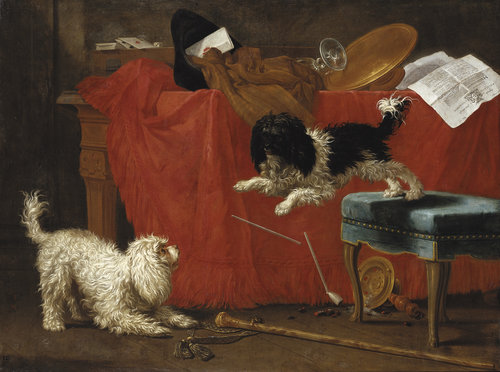 Stillleben mit zwei spielenden Schoßhunden from Johann Anton und Jodokus Matthias Kappers