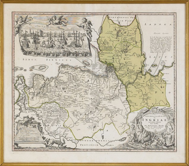 Map of Ingria with View of Saint Petersburg from Johann Baptist Homann