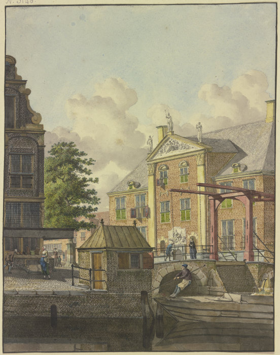 Schleusentor vor einem Palast mit einem Basrelief from Johannes Huibert Prins