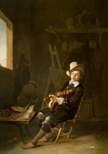 Self Portrait of the Artist Playing a Violin from Johannes Lingelbach