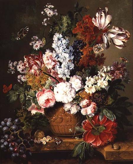 Fruit and Flowers on a Marble Ledge from Johannes or Jacobus Linthorst