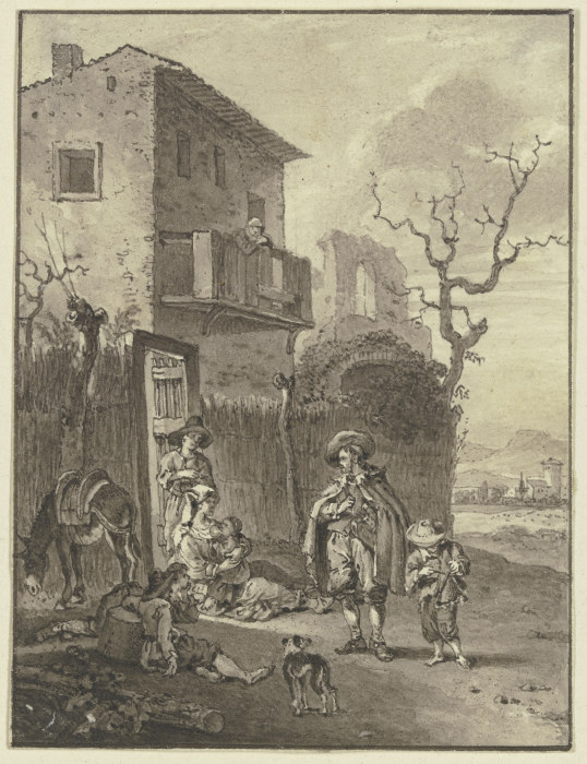 Ruhende Bauern bei einer Osteria from Johann Friedrich Morgenstern