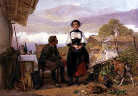 Courting couple in a mountain farmyard from John Absolon